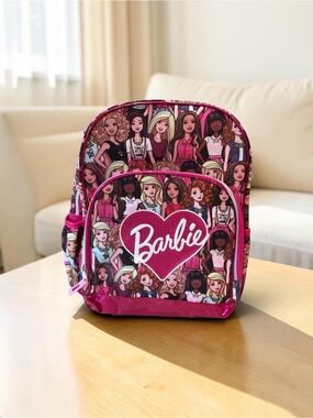 Barbie Girls Backpack Pink Heart Allover Doll Print School Bag NEW WITH TAGS